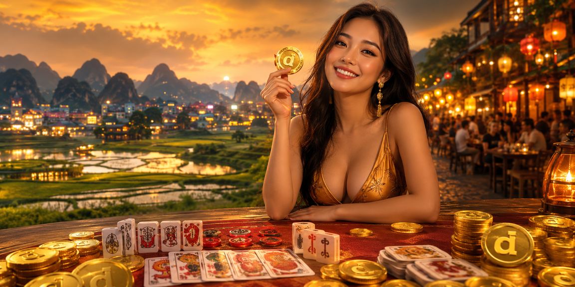 Buổi tối tại chợ đêm Ninh Bình với người dùng chơi card game trên điện thoại